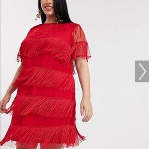 ASOS Curve T Shirt mini dress with fringe
